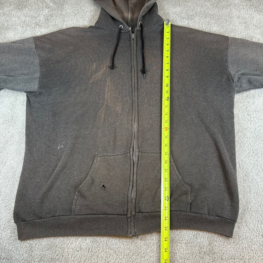 Vintage 80s Tultex Zip Up Hoodie Mens XL Brown Distressed Sun Faded Made In USA - Picture 12 of 16